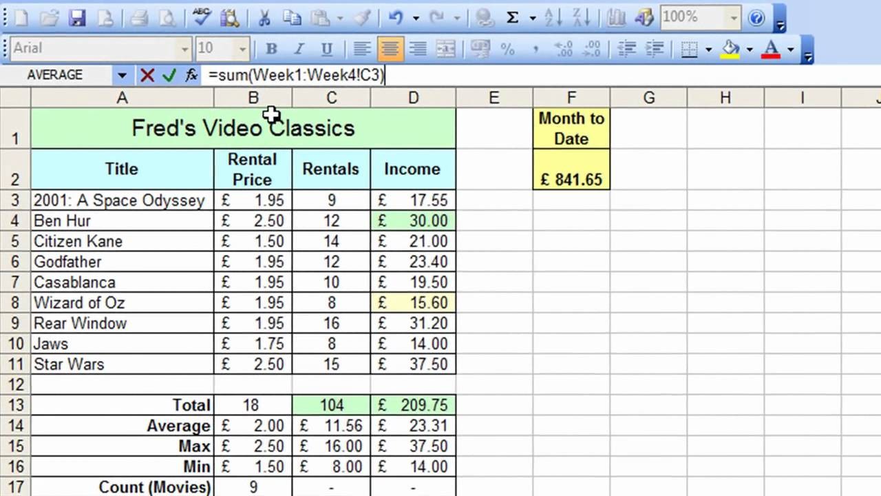 Microsoft Excel Tutorial For Beginners 33 Worksheets Pt 3 Sum Document Practice Sheet