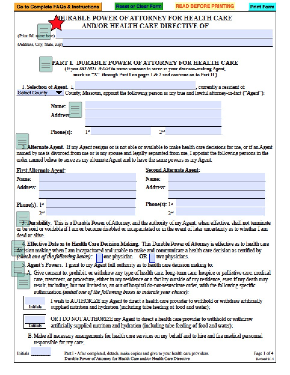Missouri Durable Financial Power Of Attorney Form