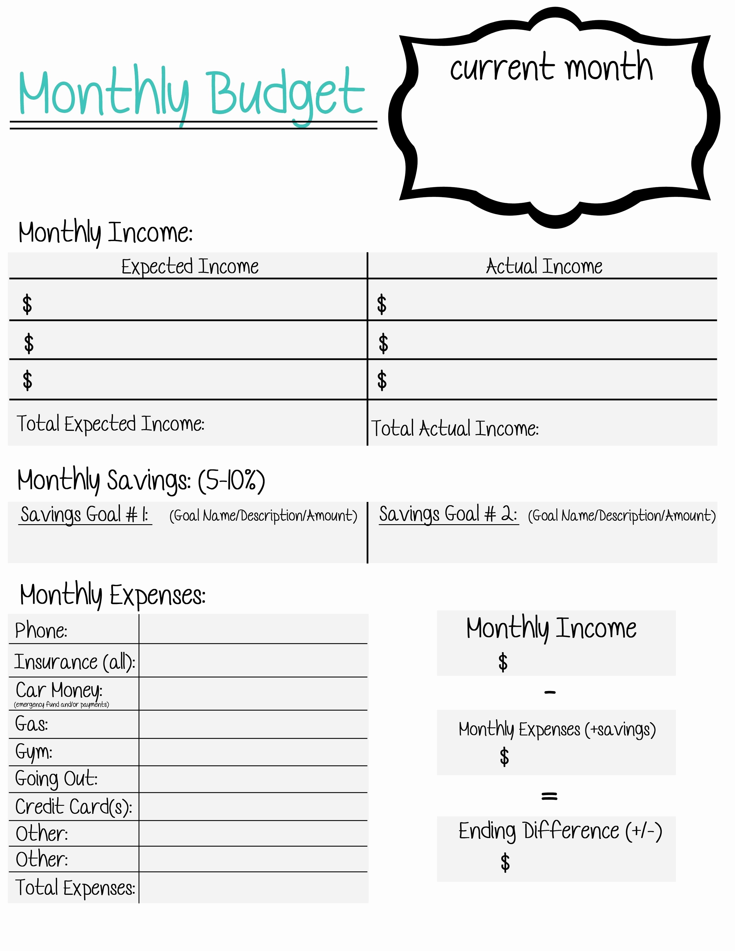 Monthly Budget Spreadsheet Dave Ramsey Unique Free Bud Document Printable