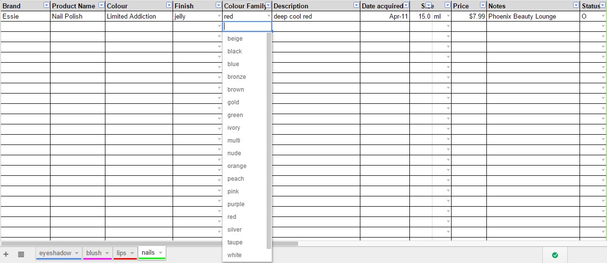 My Cosmetics Inventory Spreadsheet Stash Matters Document
