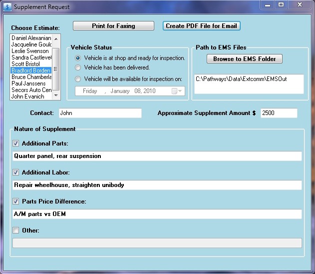 New Tool From BodyShop Solutions Supplement Request Generator Document Allstate Form