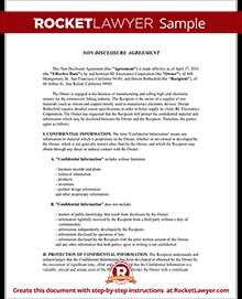 Non Disclosure Agreement NDA Form Create A Free Document Template California