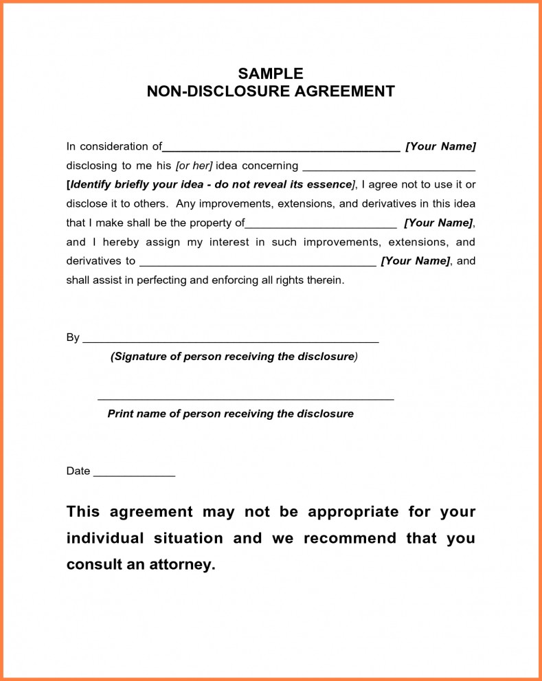 Nondisclosure Agreement Sample 75 Main Group Document Simple Non
