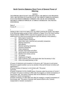 North Carolina Form Power Attorney Fill Online Printable Document Durable Of