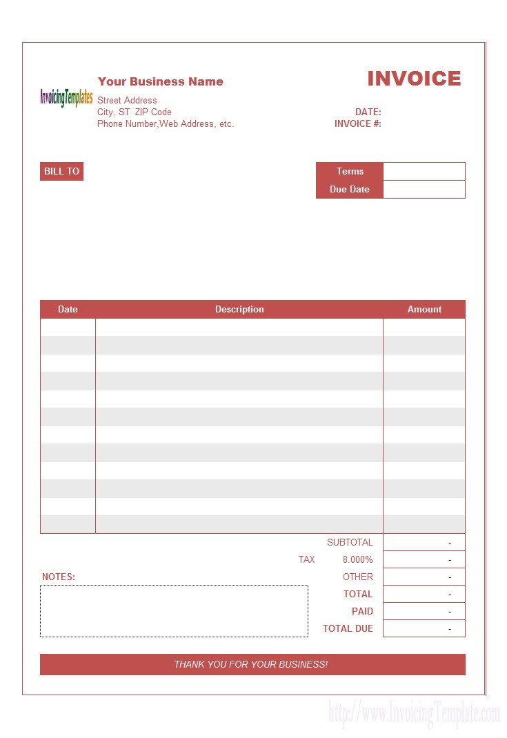 Notary Invoice Template Document Free