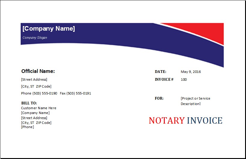 Notary Invoice Template For EXCEL INVOICE TEMPLATES Document