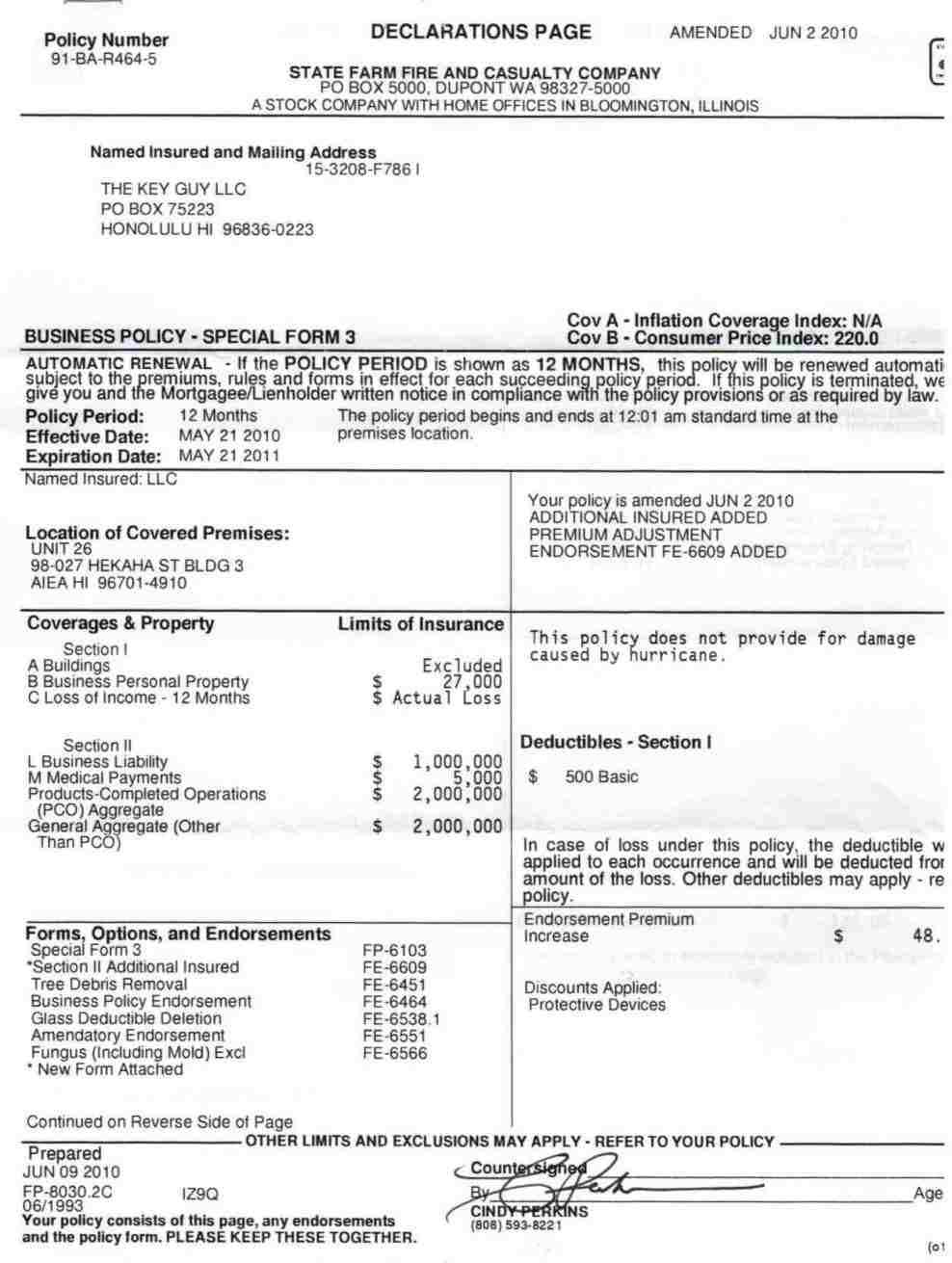 Of Rhzooryxus Declaration Home Insurance Policy Page State Farm Document