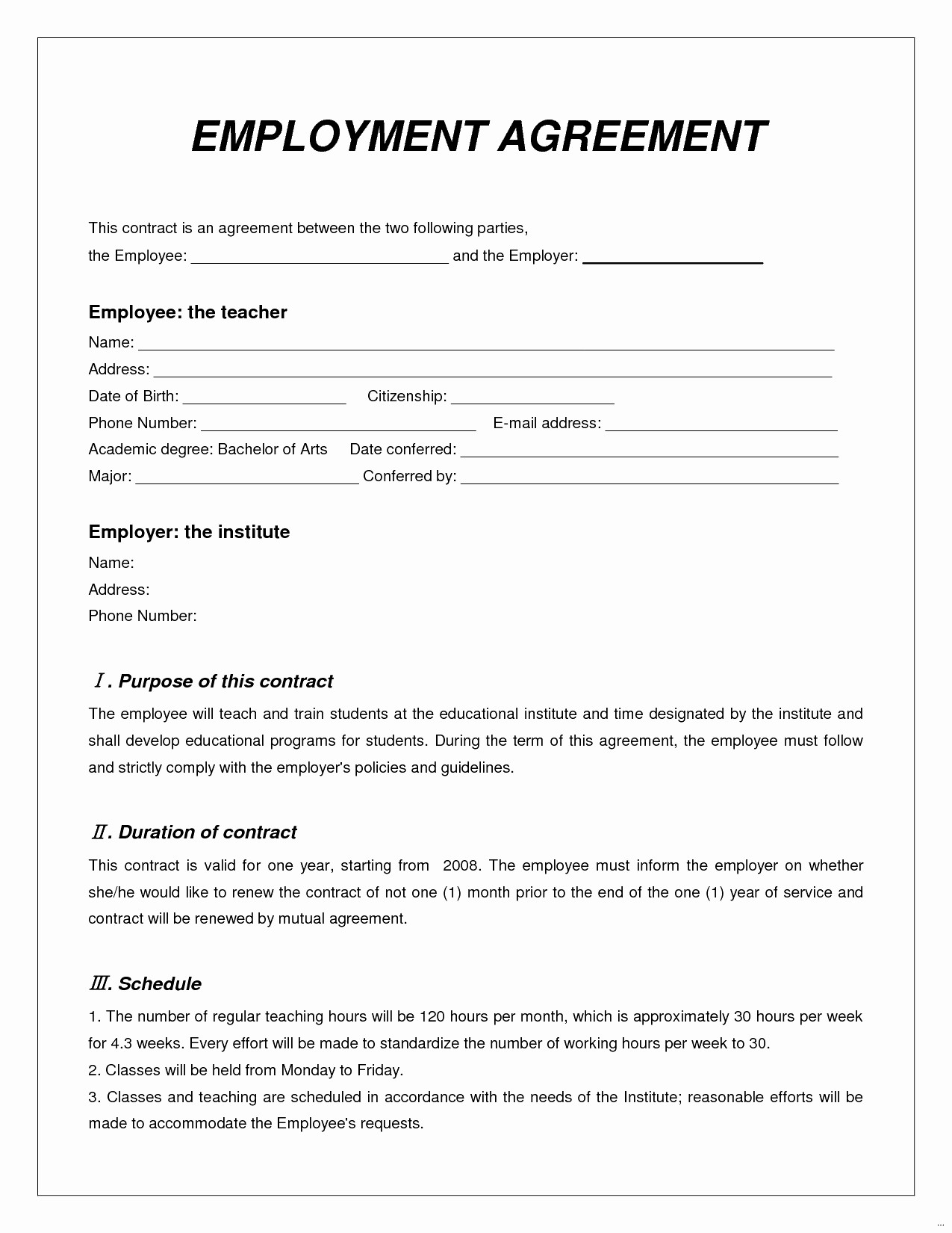One Page Contract Template Elegant E Best 50 Document