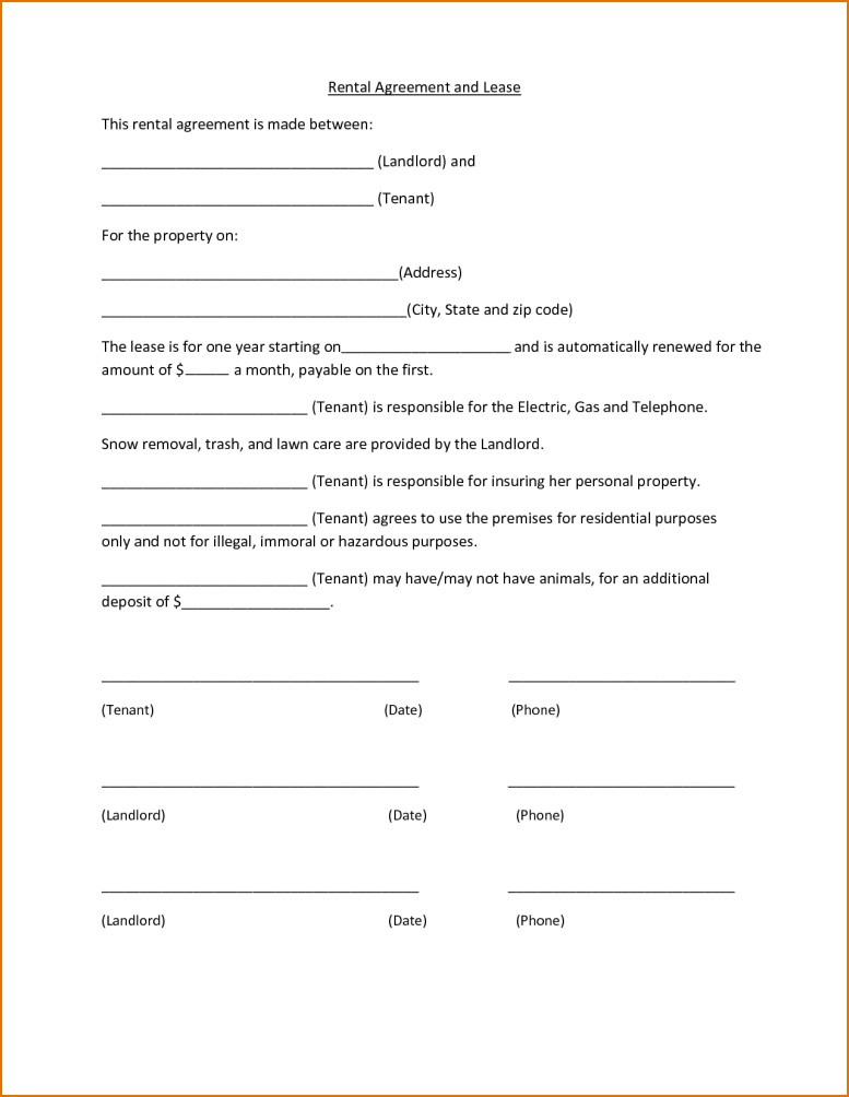 One Page Rental Agreement Gtld World Congress Document