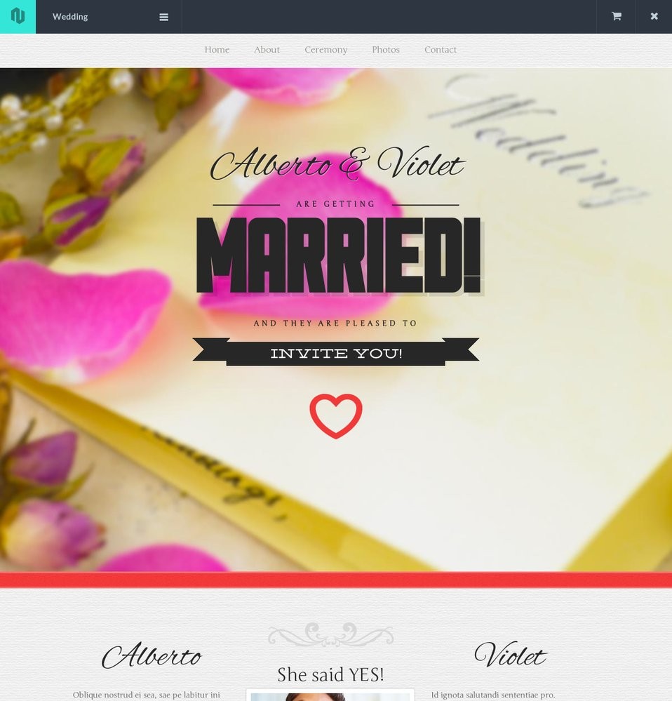 One Page Responsive Wedding Invitation Template Theme