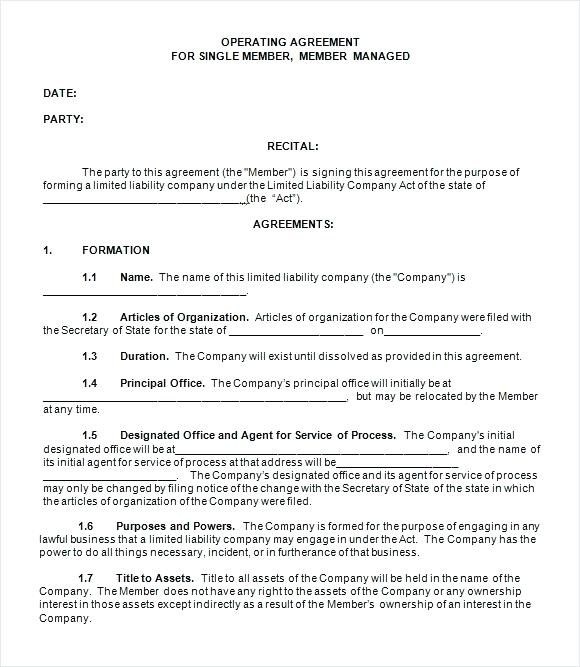 Operating Agreement For Single Member Llc Template Laws Document Articles Of Organization