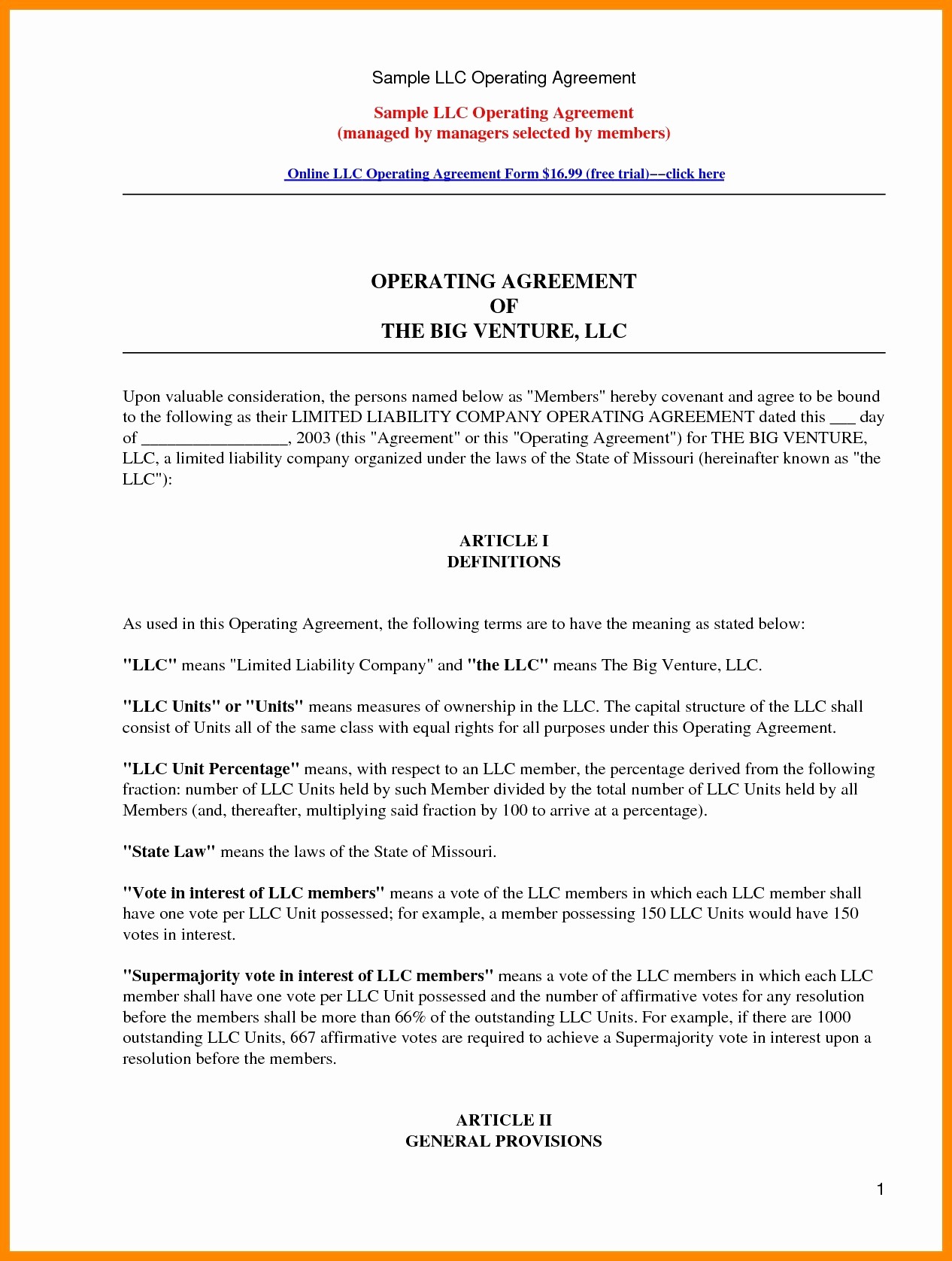 Operating Agreement Vs Partnership Awesome Illinois Llc Document