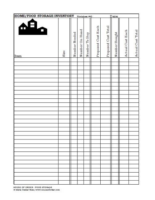 Organize Family Food Storage Forms House Of Order Document Inventory