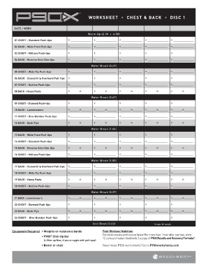 P90x Chest And Back Fill Online Printable Fillable Blank Document Worksheets