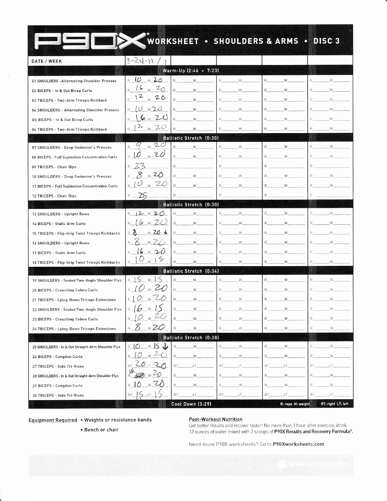 P90x Classic Worksheets Luxury Chest And Back Workout Fresh Document Worksheet