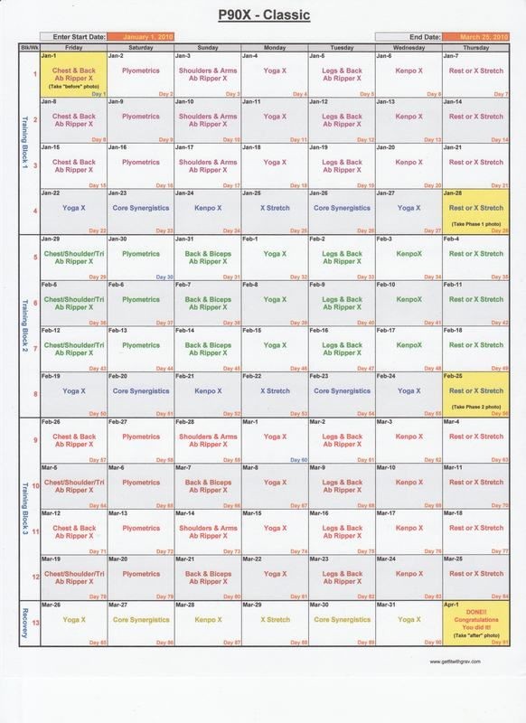 P90X Excel Spreadsheet Choose The Workout Style And Put In Your Document P90x Calendar
