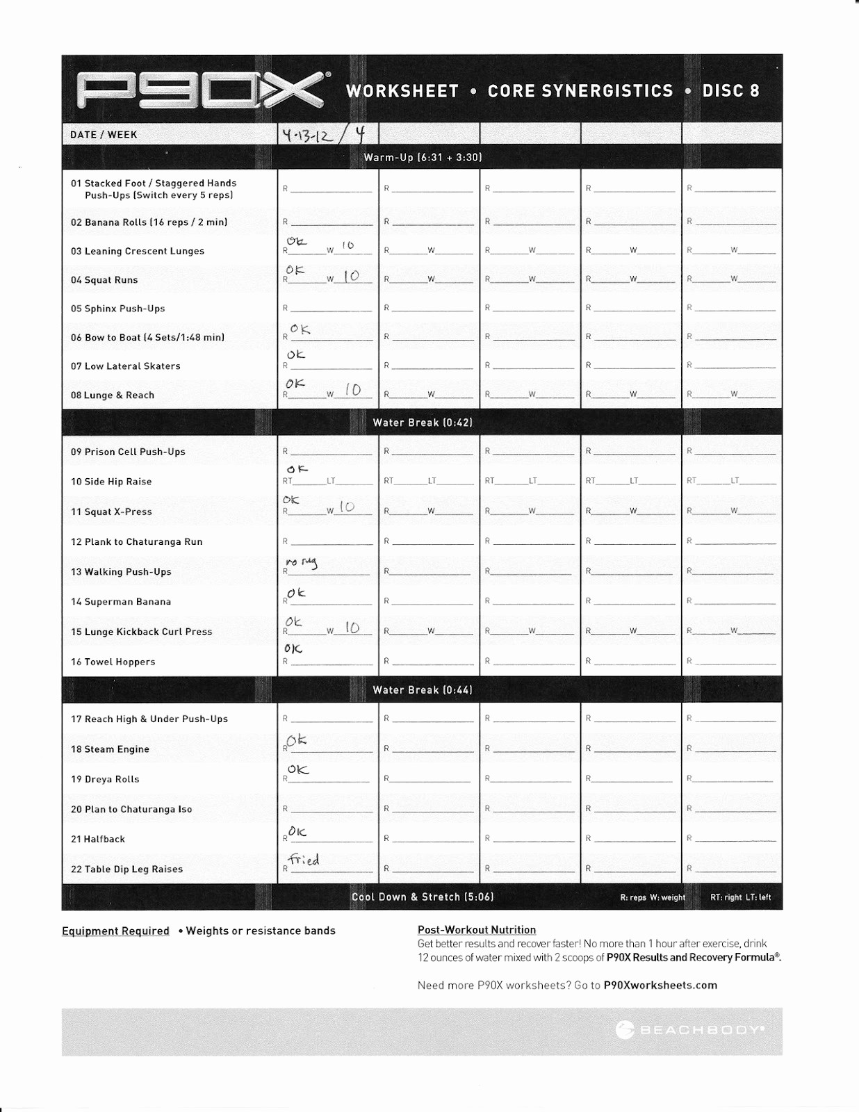 P90x Workout Sheets Awesome DOCUMENTS IDEAS Document