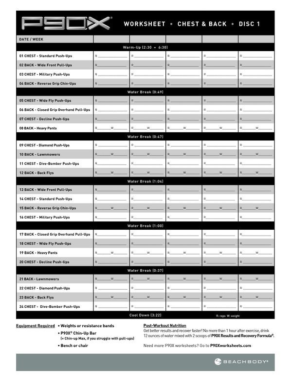 P90X Workout Sheets Beachbodycom Pdf P90x Workouts Health Document Chest And Back