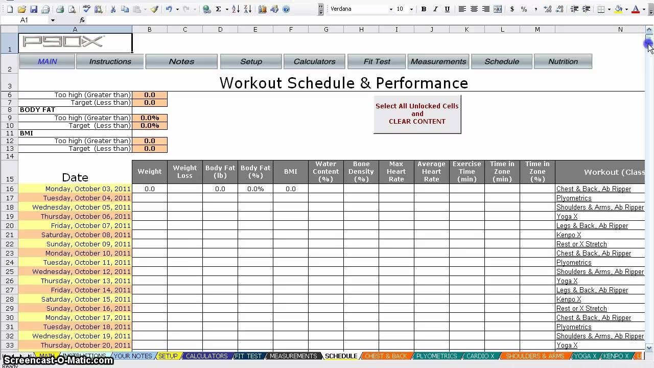 P90X Worksheets YouTube Document P90x Excel