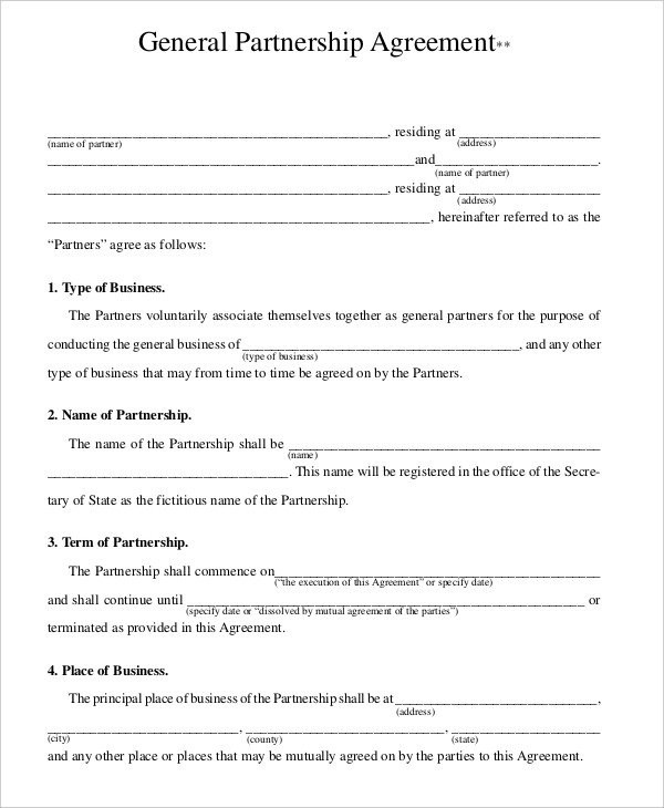 Partnership Agreement 11 Free Word PDF Documents Download Document Contract Template