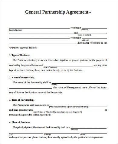 Partnership Agreement Form Samples 9 Free Documents In Word PDF Document Template