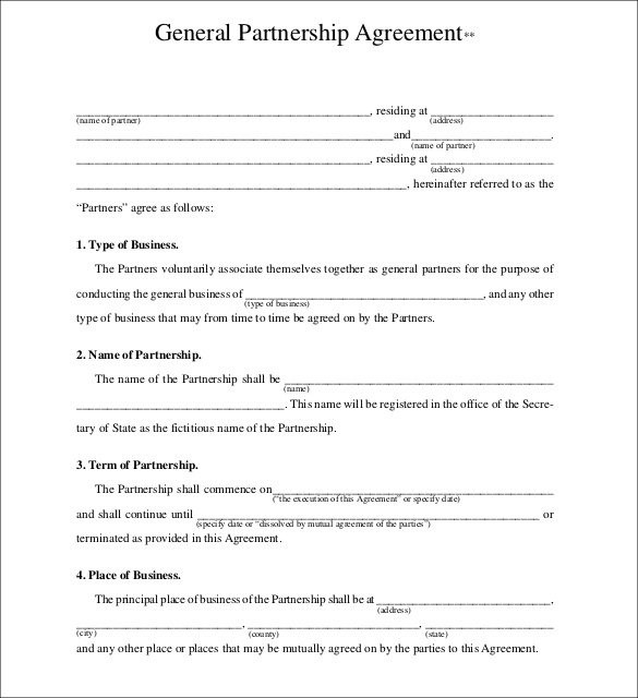Partnership Agreement Template 11 Free Word PDF Document Download