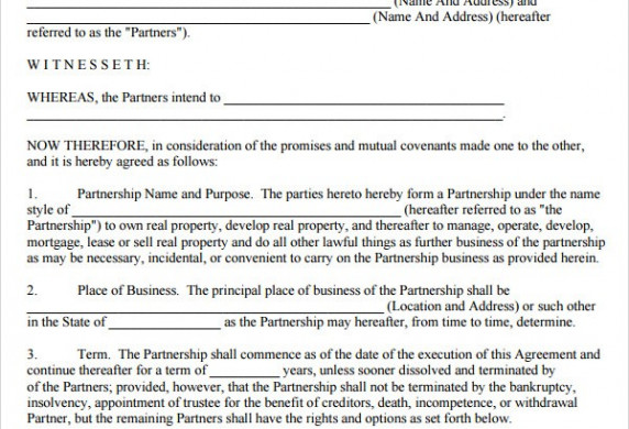 Partnership Agreement Template Bravebtr Document Simple Free