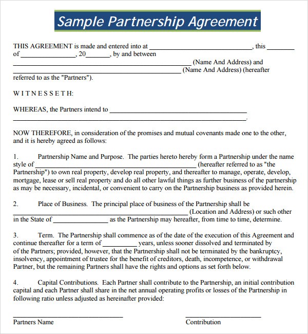 Partnership Agreement Template Bravebtr Document Simple