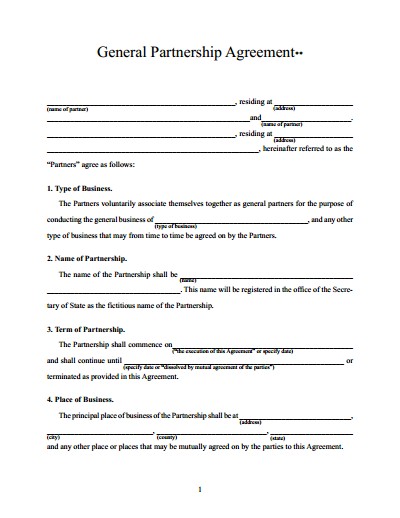 Partnership Agreement Template Free Download Create Edit Fill Document Sample
