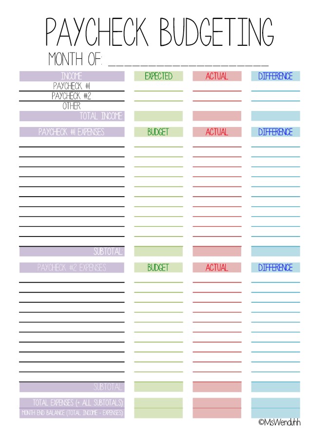 Paycheck Budgeting Printable MsWenduhh DIY Notebooks Document To Budget Spreadsheet