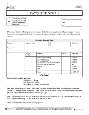 Paycheck Stubs Worksheet Fill Online Printable Fillable Blank Document Pay Stub