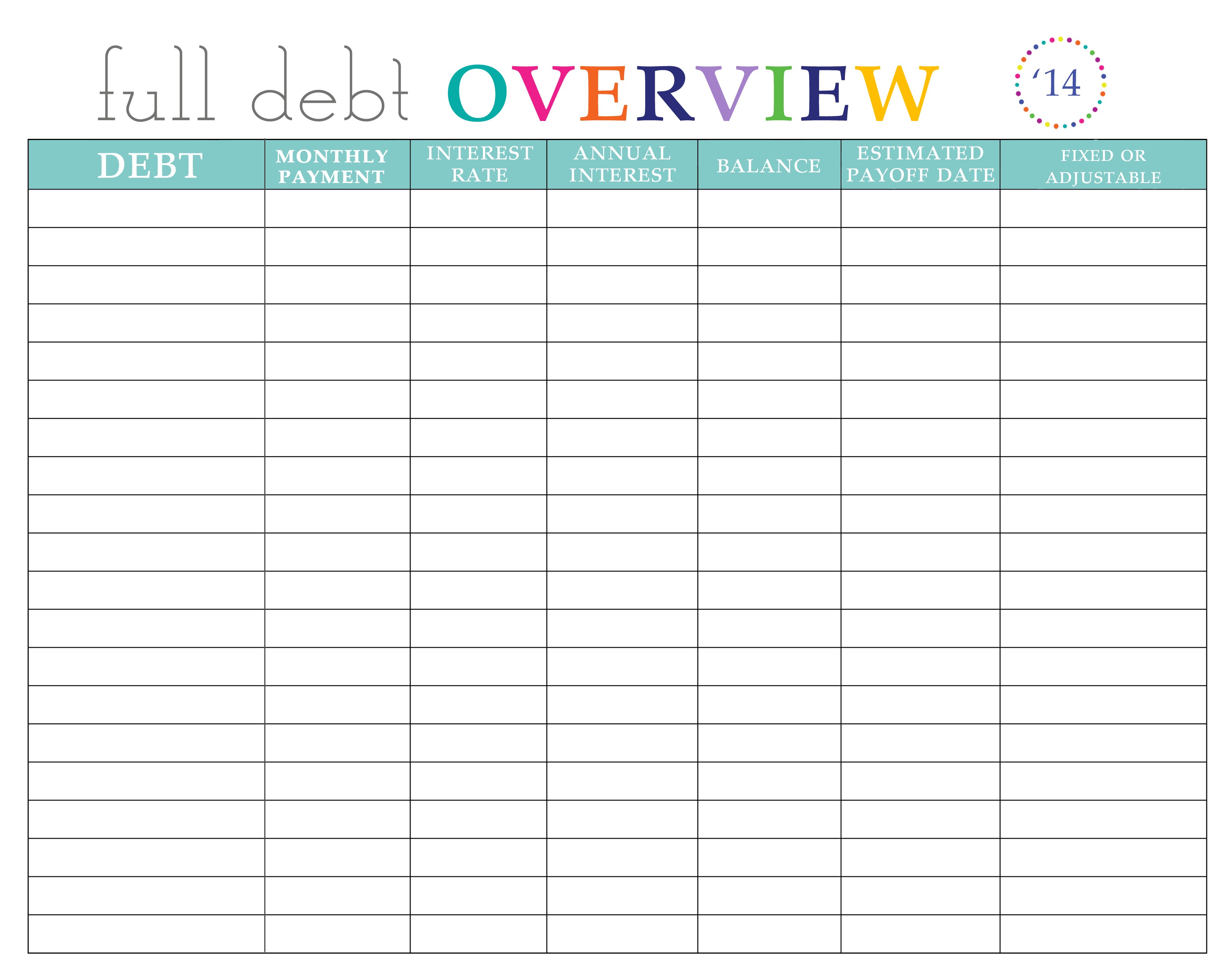 Paying Off Debt Worksheets Document Payoff Planner