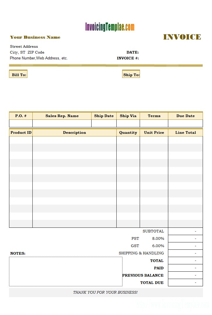 Payment Invoice Template Sample Late Interest Free Document