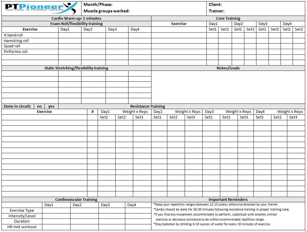 Personal Trainer Client Tracking Homebiz4u2profit Com Document Spreadsheet