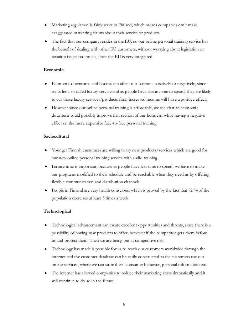 Personal Training Business Plan Document Sample