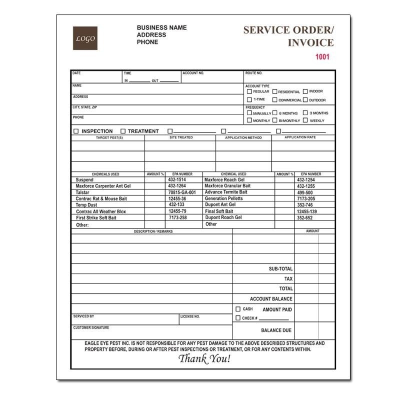 Pest Control Forms Work Orders Invoices DesignsnPrint Document Service