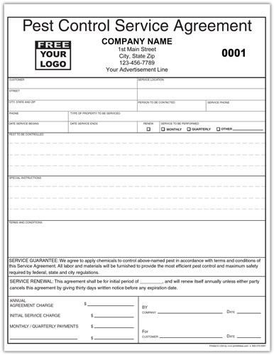Pest Control Service Agreement Form Document Contract Template