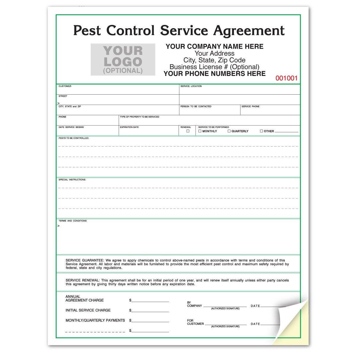 Pest Control Service Contract Agreement Document Form