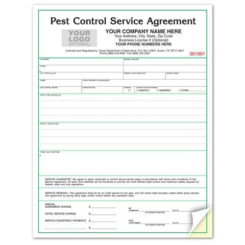 Pest Control Service Contract Agreement For Texas Document Form