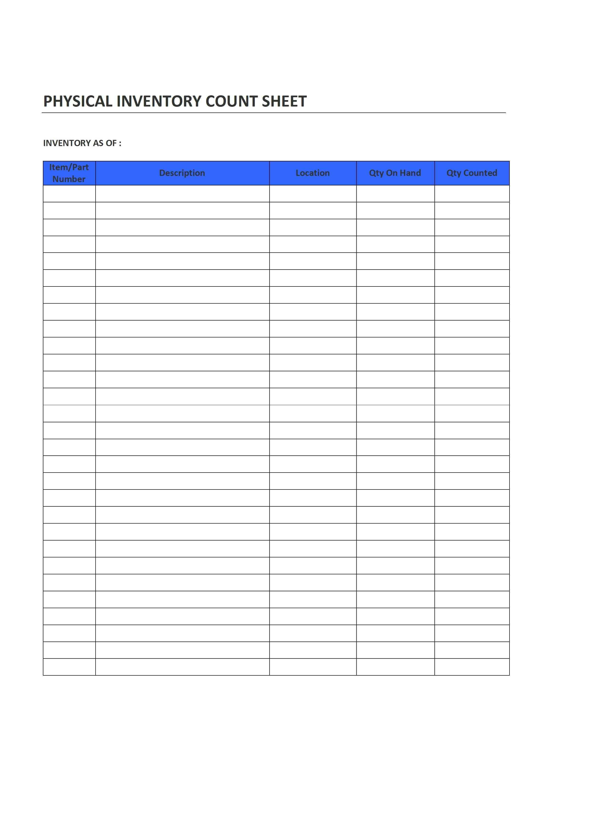 Physical Inventory Count Sheet Net Document Blank Sheets