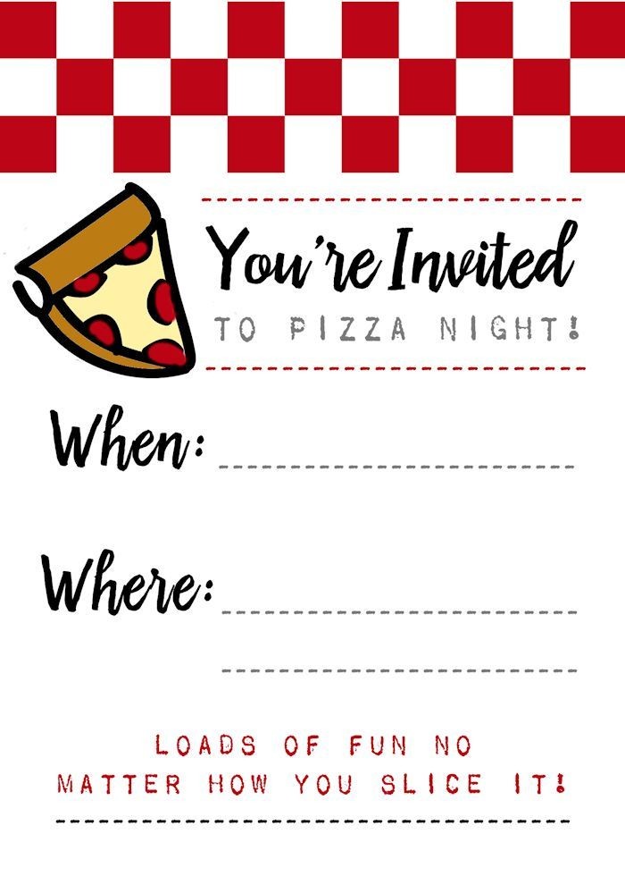 Pizza Night Invites Printables Pinterest Party Document