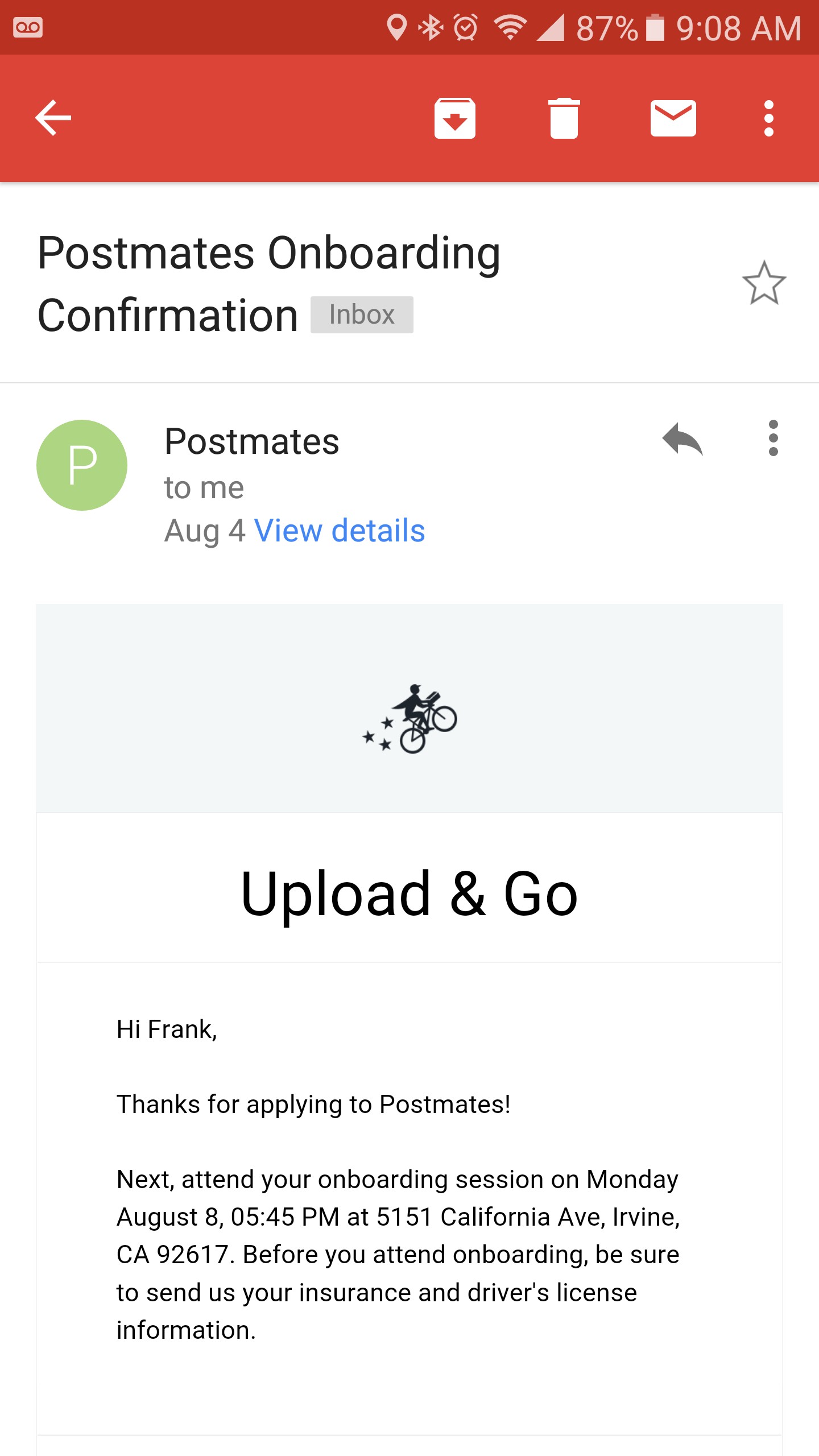 Postmates Signup Process Onboarding And Background Check Information Document