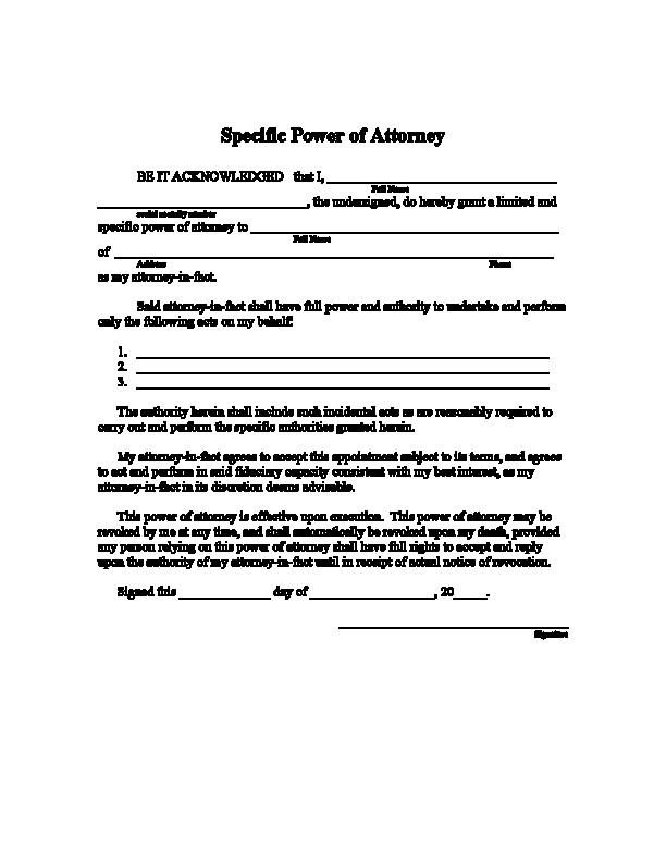 Power Of Attorney All Information About Durable Document Sample