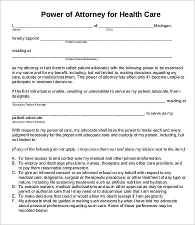 Power Of Attorney Form Free Printable 9 Word PDF S