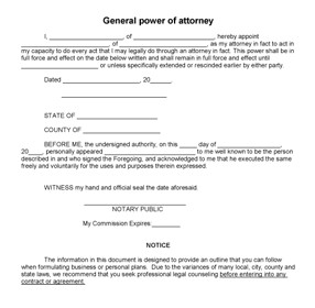 Power Of Attorney Form Free Sample Template Document