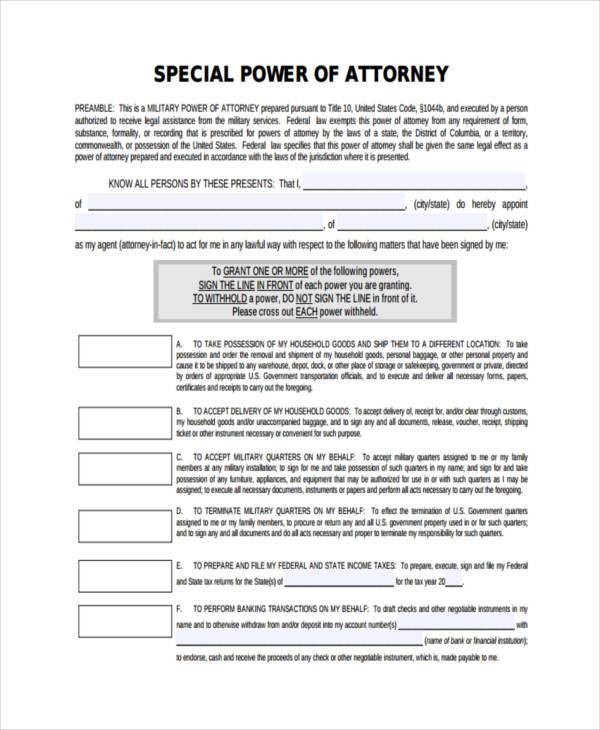 Power Of Attorney Forms In PDF Document Army