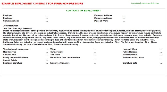 Pressure Washing Employment Contracts Document Contract Template
