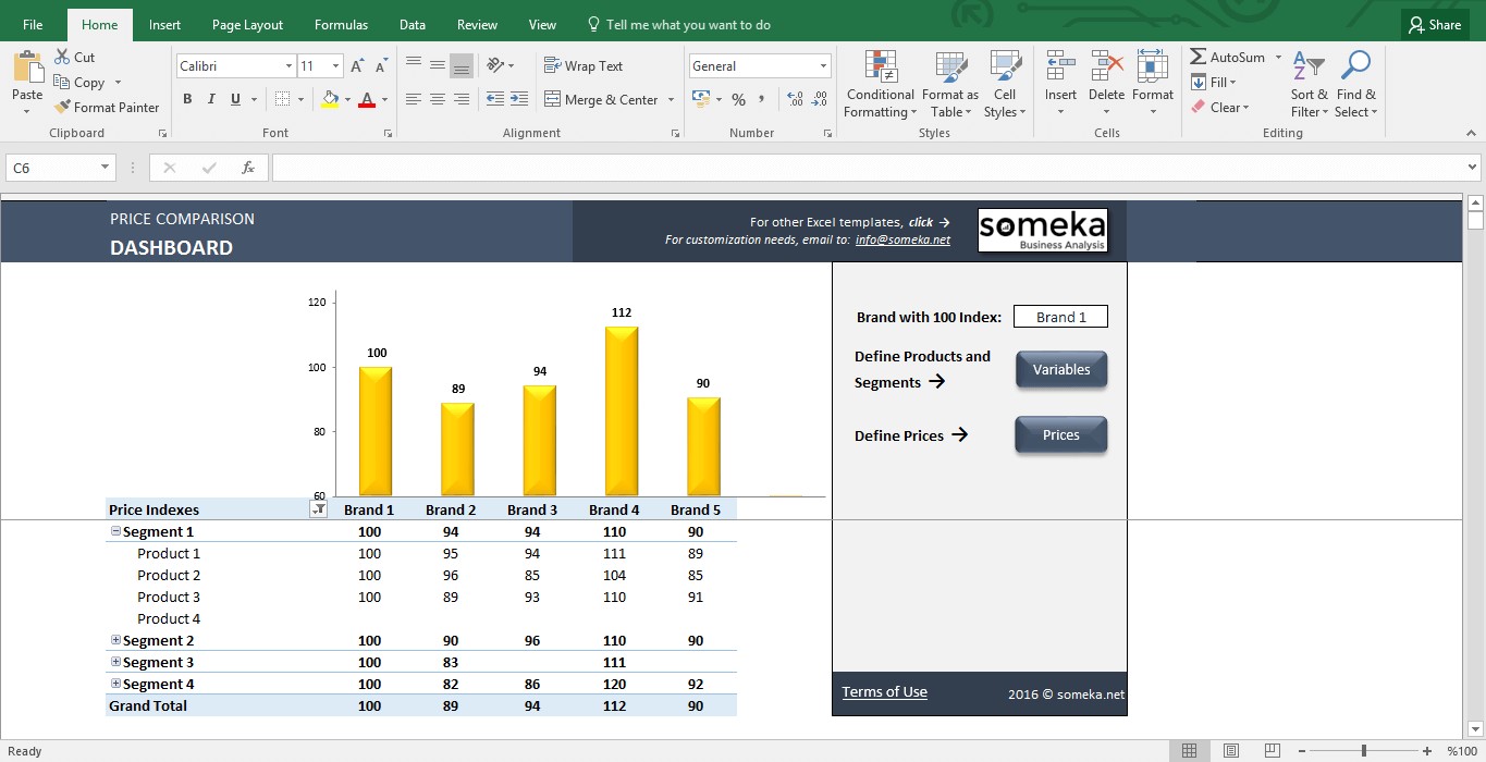 Price Comparison And Analysis Template Document Product Excel