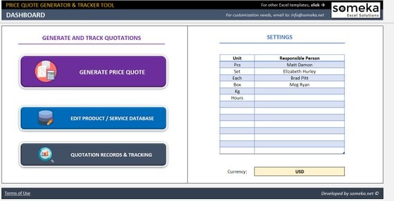 Price Quote Generator And Tracker Business Excel Spreadsheet Etsy Document