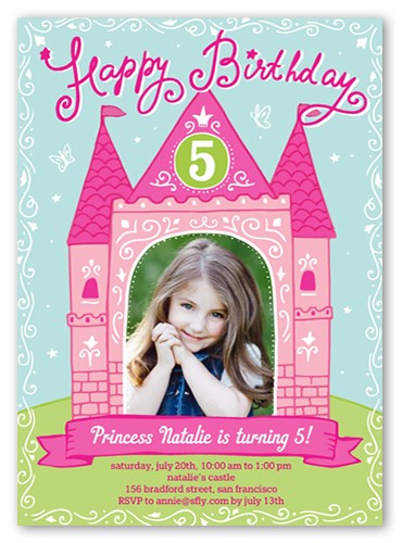 Princess Castle 5x7 Girls Birthday Invitations Shutterfly Document Little Girl